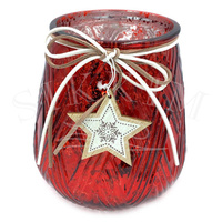 Lampion szklany `Red Christmas`